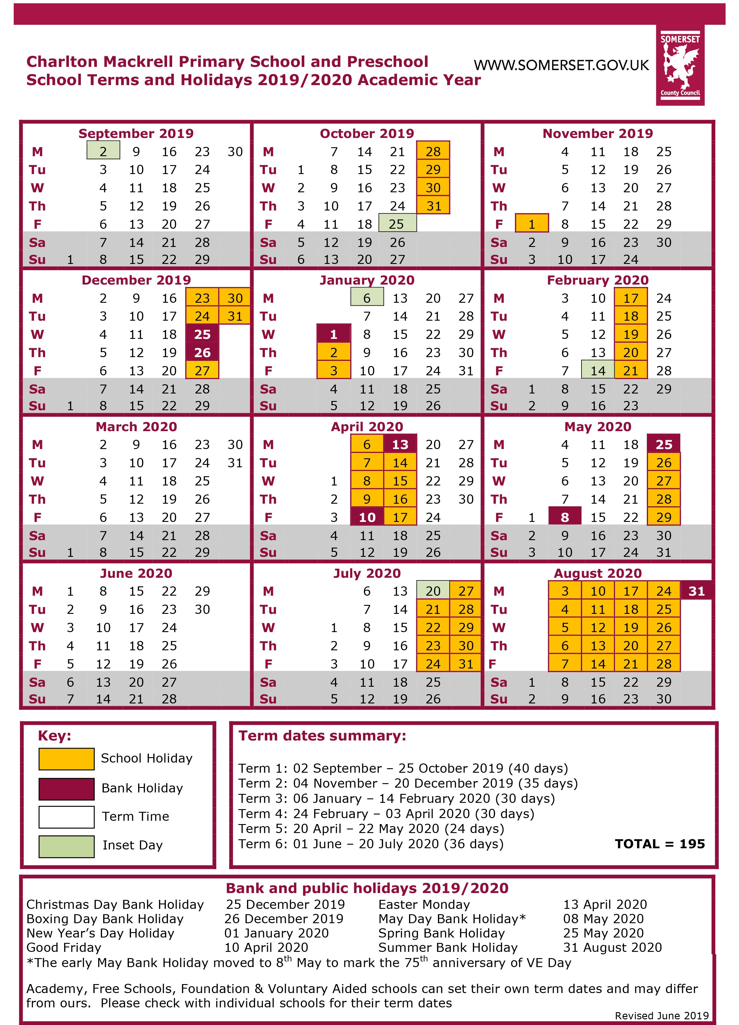 Term Dates - Charlton Mackrell Church of England Primary School